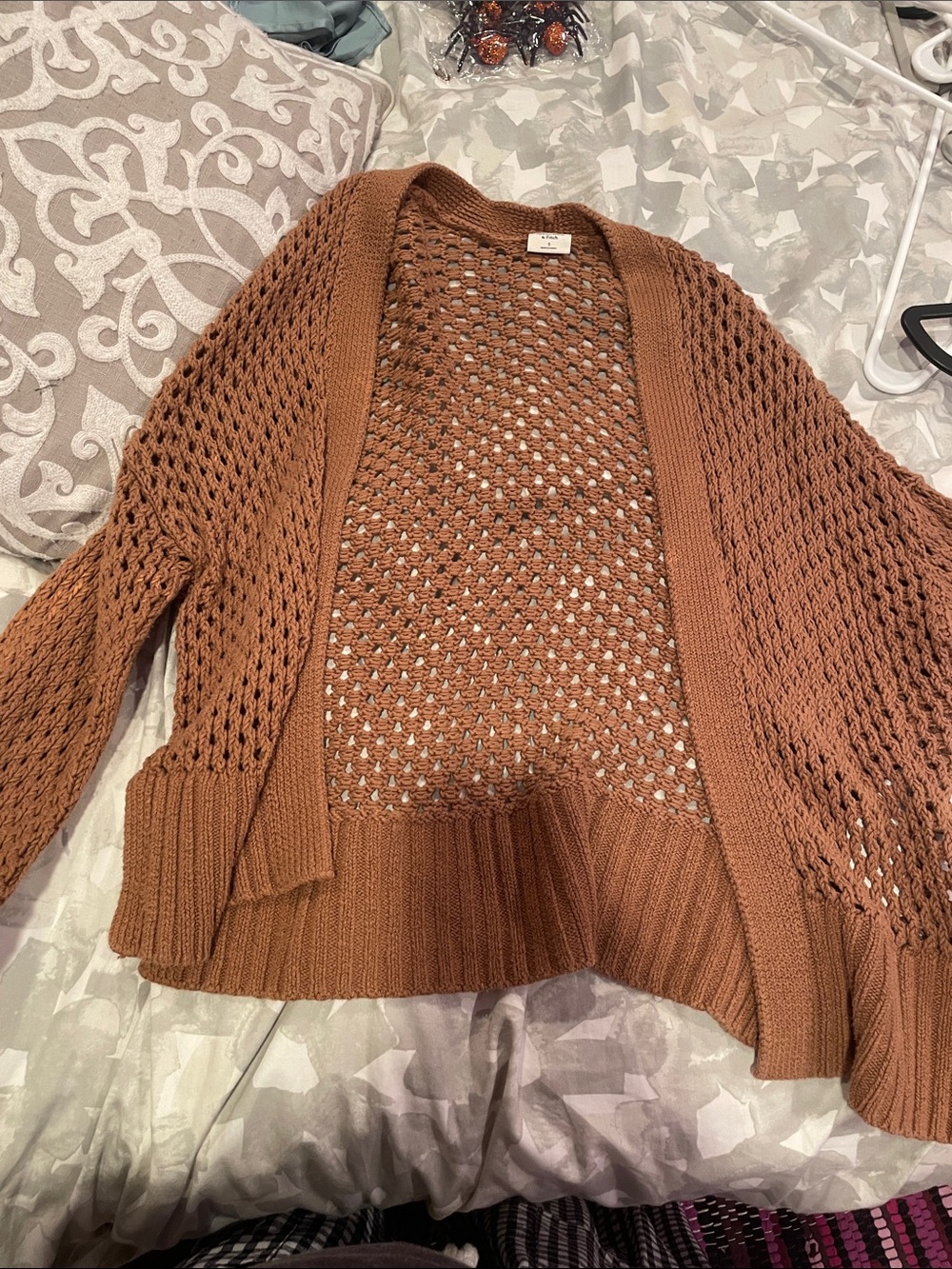 Abercrombie & Fitch Open-Knit Cardigan - Rust Brown